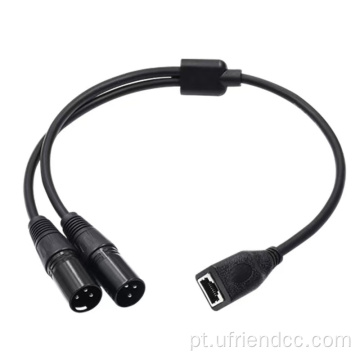 RJ45 Adaptador de rede feminino Cabo de cobra de áudio de áudio